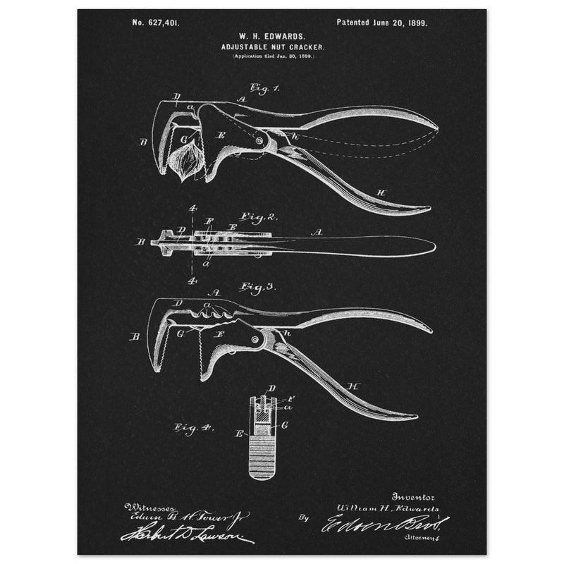 Vintage Adjustable Nut Cracker patent by William H. Edwards.