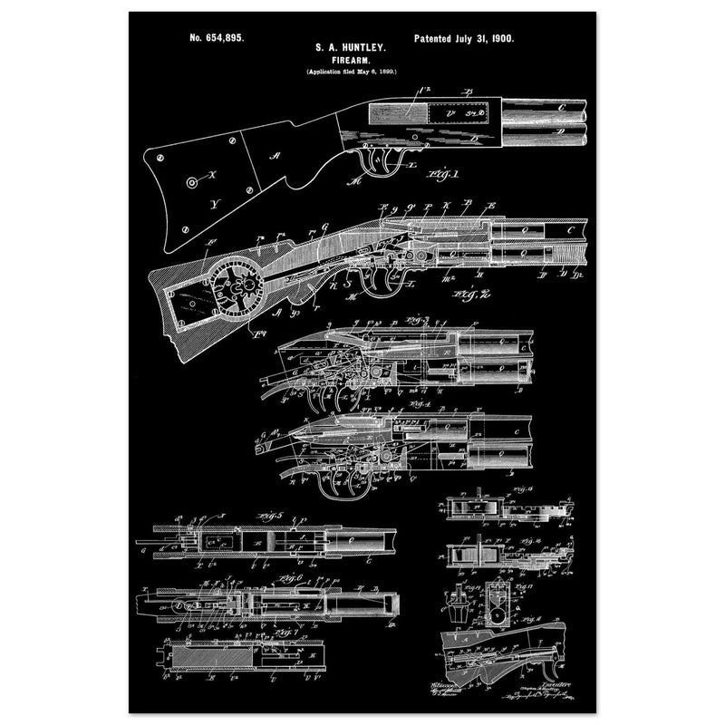 Firearm historic patent 1900. Matte paper