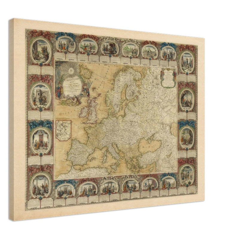 Ancient antique map of Europe. The map is devided in empires and realms.  poster.