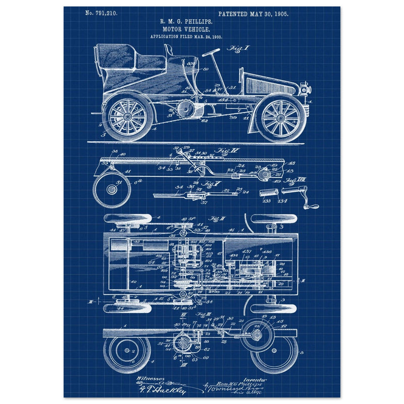 Motor Vehicle patent. Vintage car illustration.