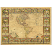 Ancient illustrated map of America. Poster of old cartography of the XVIII Century. Fine art .