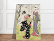 Two women and a girl under a blossoming cherry tree by Torii Kiyonaga XVIII Century Woodblock print reproduction .