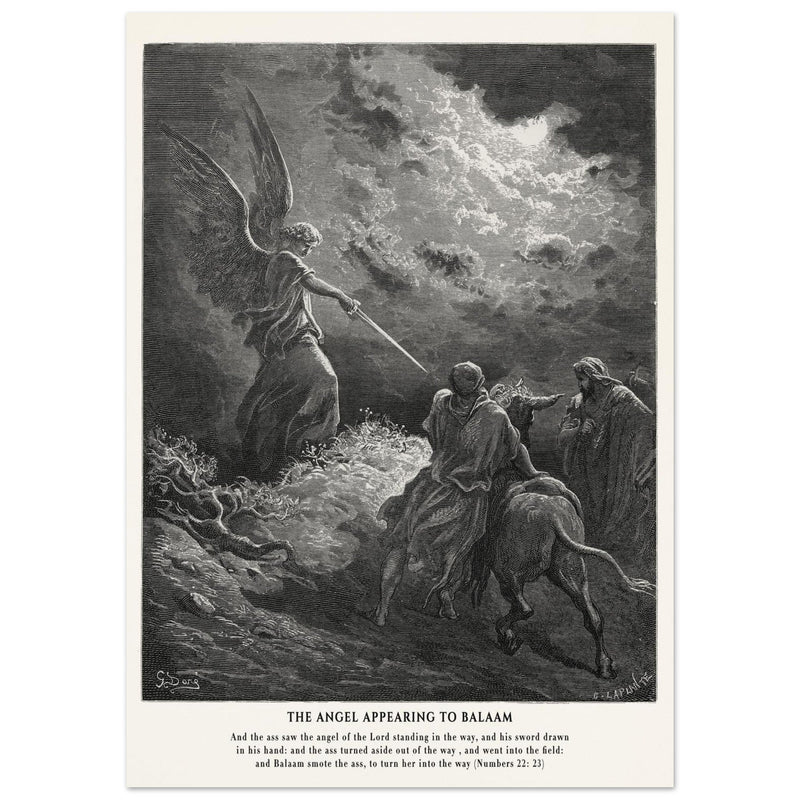 Gustave Dore The Bible engraving print . The angel appearing to Balaam illustration .
