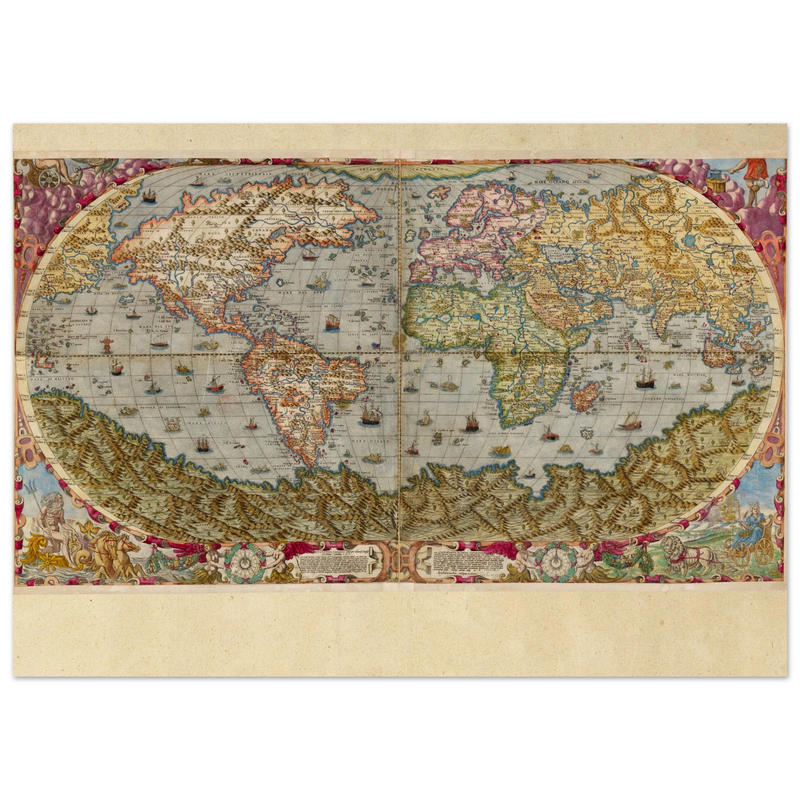 Ancient world map poster reproduction by Andrea Bertelli 1593