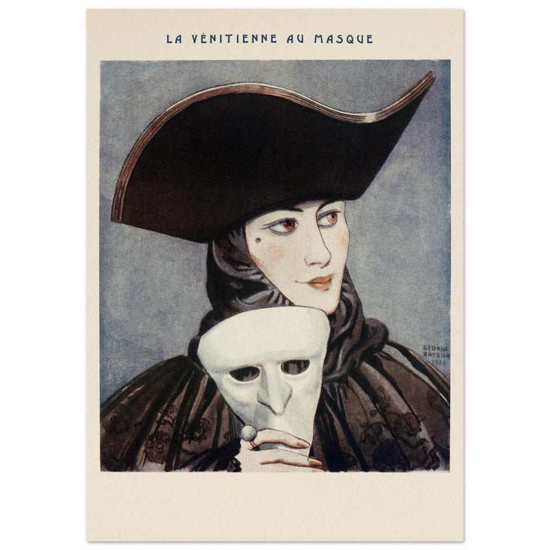 La Venitienne au Masque illustration published in Fantasio vintage magazine by George Barbier.