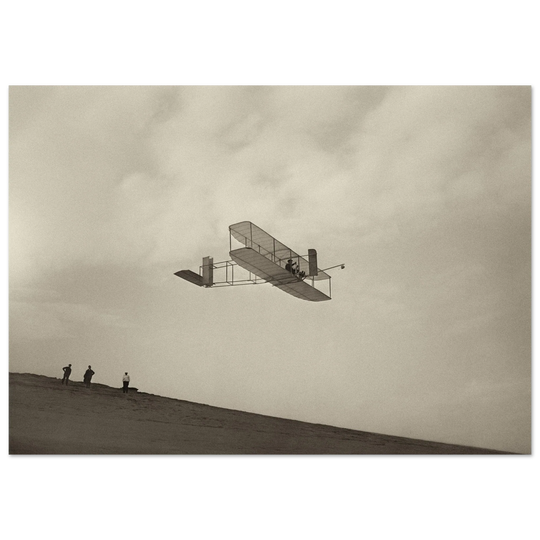 The Wright brothers glider in flight.