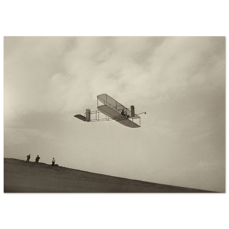 The Wright brothers glider in flight.