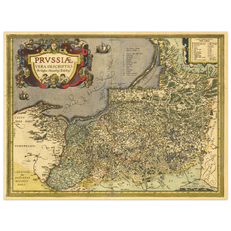 Ancient map of Prussia by Abraham Ortelius. Historic vintage map of 1570.
