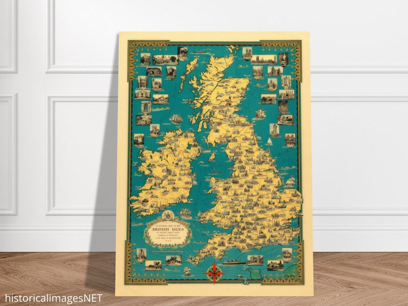 Old map of the British islands by Ernest Dudley Chase