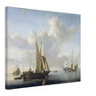Willem van de Velde Ships before the coast. Marine landscape painting.