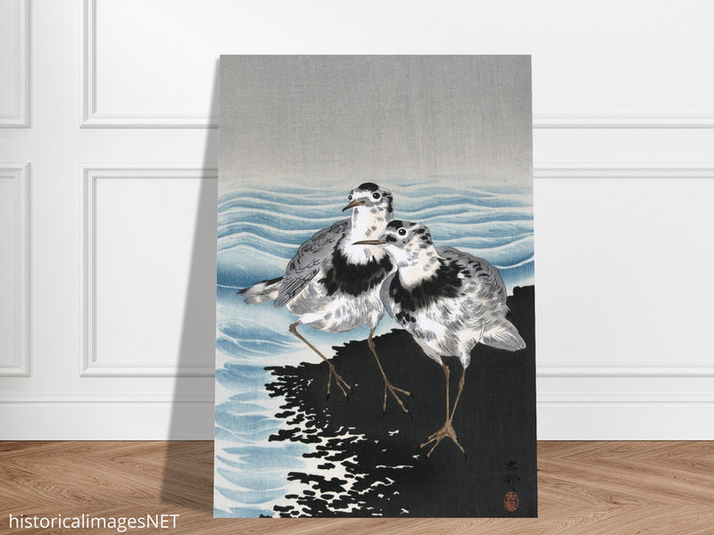 Great knot sandpipers by Ohara Koson woodblock print reproduction