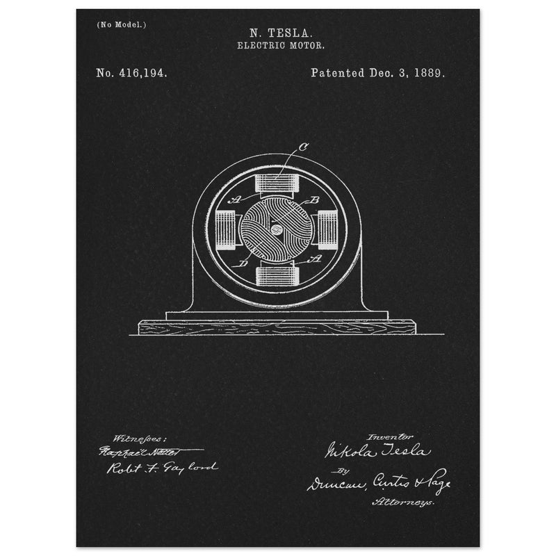 Electric Motor  patent 416194 by Nikola Tesla.