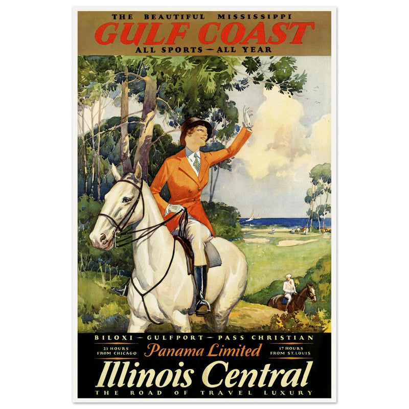 The Mississipi Gulf Coast vintage travel poster. Luxury travel print
