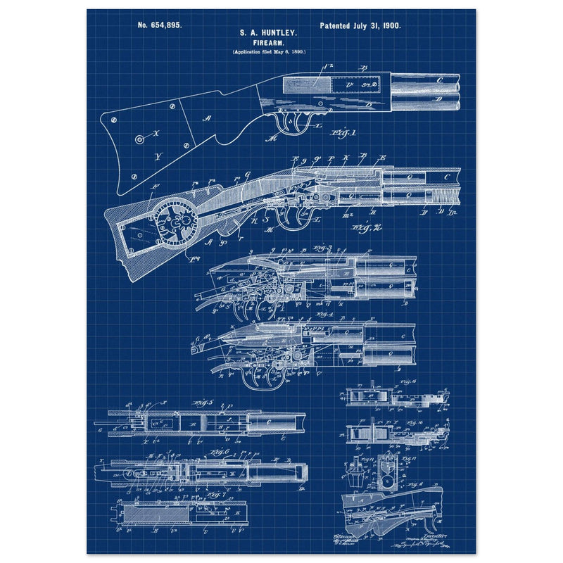 Firearm historic patent 1900. Matte paper