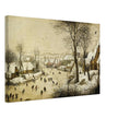 Winter Landscape with Skaters and Birds Trap painting by pieter Bruegel The Elder.