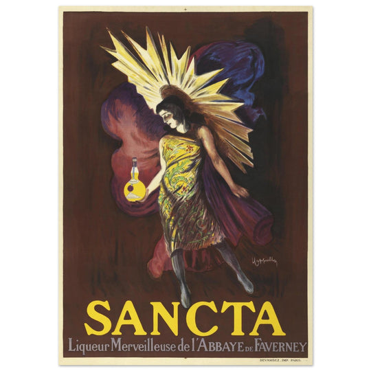 Sancta Liqueur French vintage advertising poster by Leonetto Cappiello.