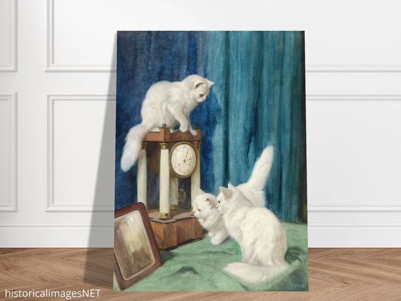 Three curious cats old painting by Arthur Heyer.