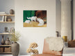 Three white cats playing old painting by Arthur Heyer.