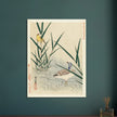 Water bird looking at yellow songbird by Kano Tsunenobu, 1893.