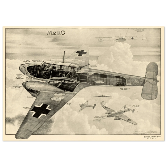 Messerschmitt Bf 110 fighter World War 2 poster