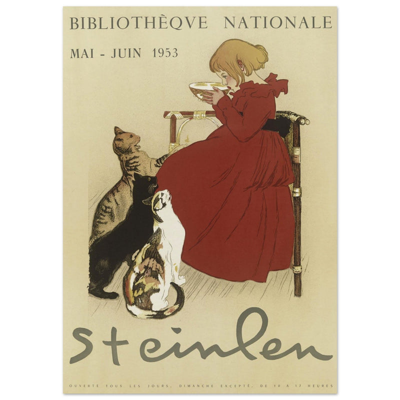 Théophile Alexandre Steinlen vintage poster  Girl Drinking Milk with Cats.