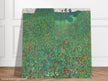 Gustav Klimt Flowering Poppies painting Green landscape .