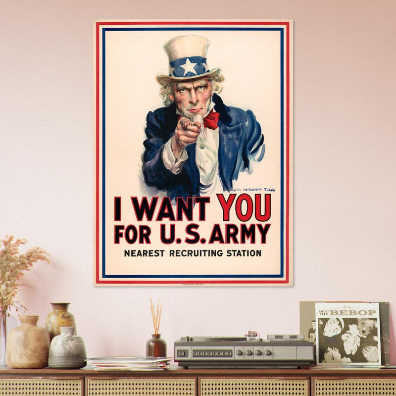 I want you for us army poster. World War I recruiting propaganda.