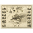 Birds in Europe illustrated vintage old map by Alexander Keith Johnston