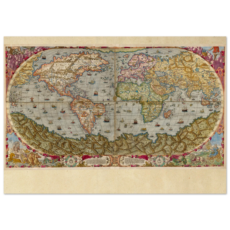 Ancient world map poster reproduction by Andrea Bertelli 1593