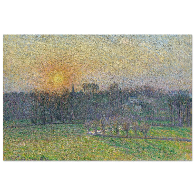 View of Bazincourt Sunset by Camille Pissarro
