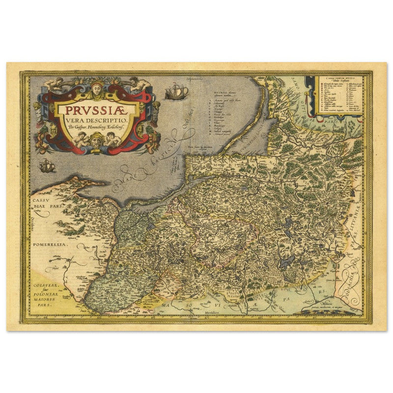 Ancient map of Prussia by Abraham Ortelius. Historic vintage map of 1570.