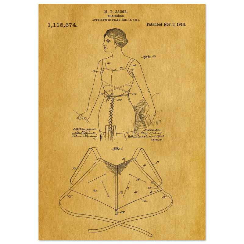Brassiere patent drawing by M P Jacob.