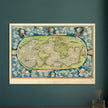 Ancient vintage old map of the world poster reproduction by Guillaume Le Testu 1555