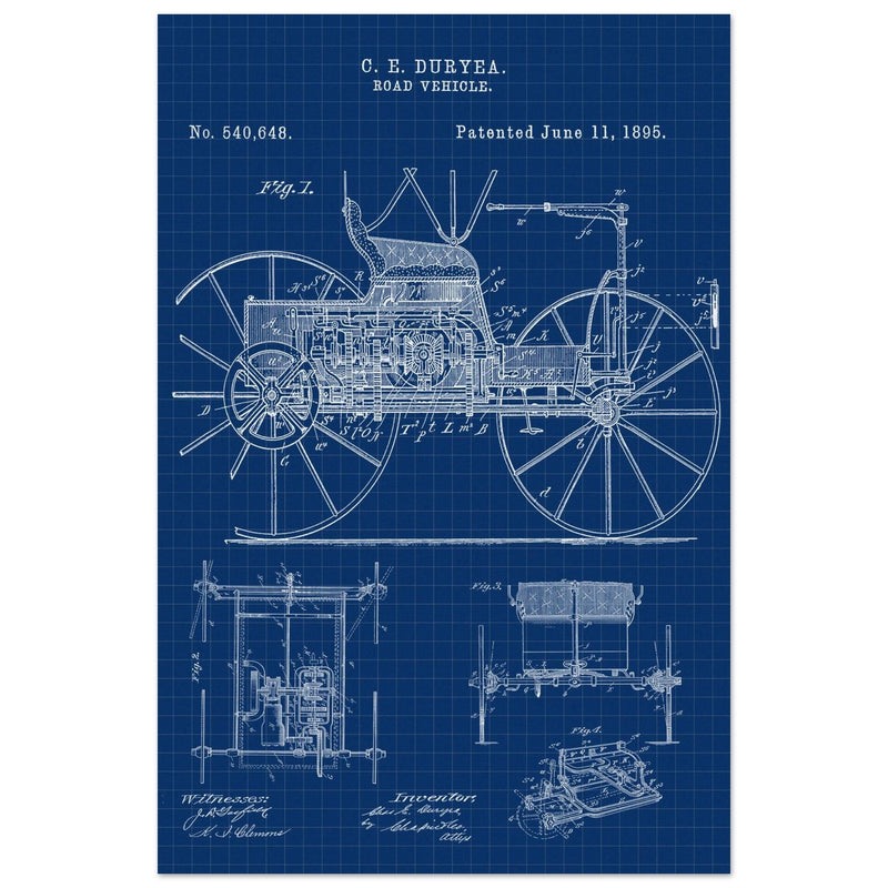 Road vehicle patent 540648 1895 by Charles Edgar Duryea. Automobile car history