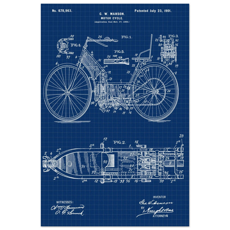 Motorcycle old patent by G. W Manson.