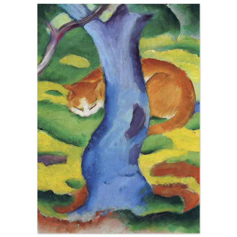 Kinderbild Katze hinter einem Baum  Cat behind a tree by Franz Marc