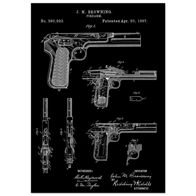 Firearm patent by John Moses Browning 1897 .