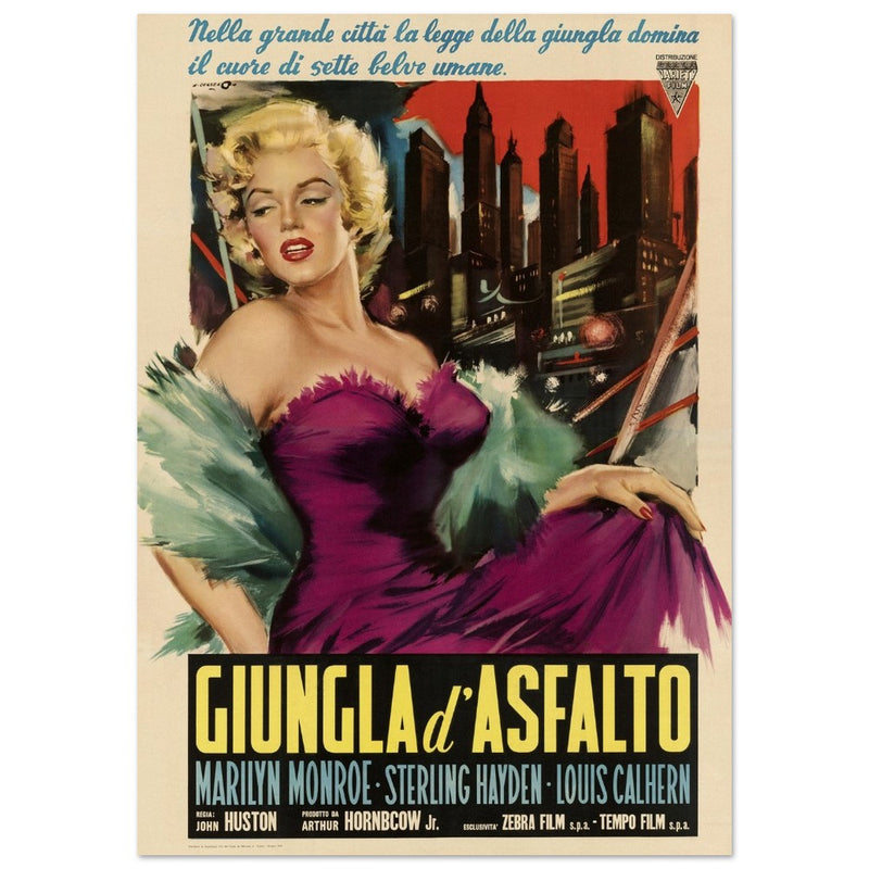 Giungla d' Asfalto ( The Asphalt Jungle ) historic italian movie poster reproduction.