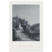 Gustave Dore illustration of King Arthur legend . Terrace scene with Guinevere. From the book Idylls of the King by Alfred Tennyson.