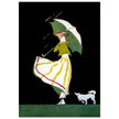 Ethel M Plummer illustration for vintage fashion magazine cover. Woman with umbrella and her dog.