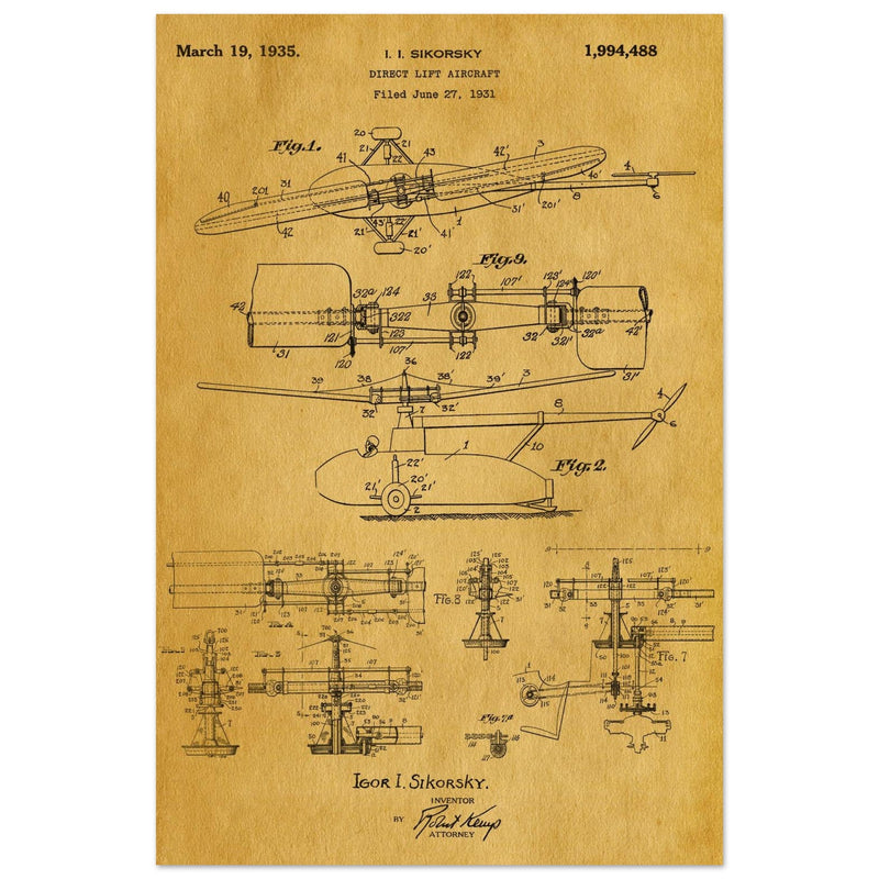 Direct Lift Aircraft patent by Sikorsky. Helicopter ancestor
