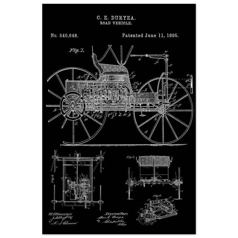 Road vehicle patent 540648 1895 by Charles Edgar Duryea. Automobile car history