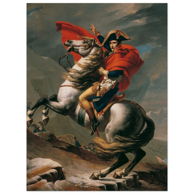 Napoleon at the Great St. Bernard painting by Jacques Louis David 1801.