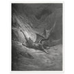 Gustave Dore Paradise Lost engraving . Satan wounded in battle experiences pain for the first time.