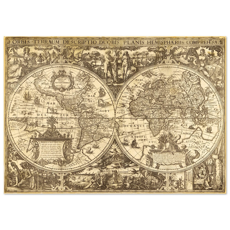 Ancient world map vintage reproduction of the XVII century by Nicolaes Geylekerck
