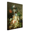 Canvas Still Life with Flowers and Fruit painter Jan Evert Morel XIX Century Canvas reproduction of beautiful flower bouquet