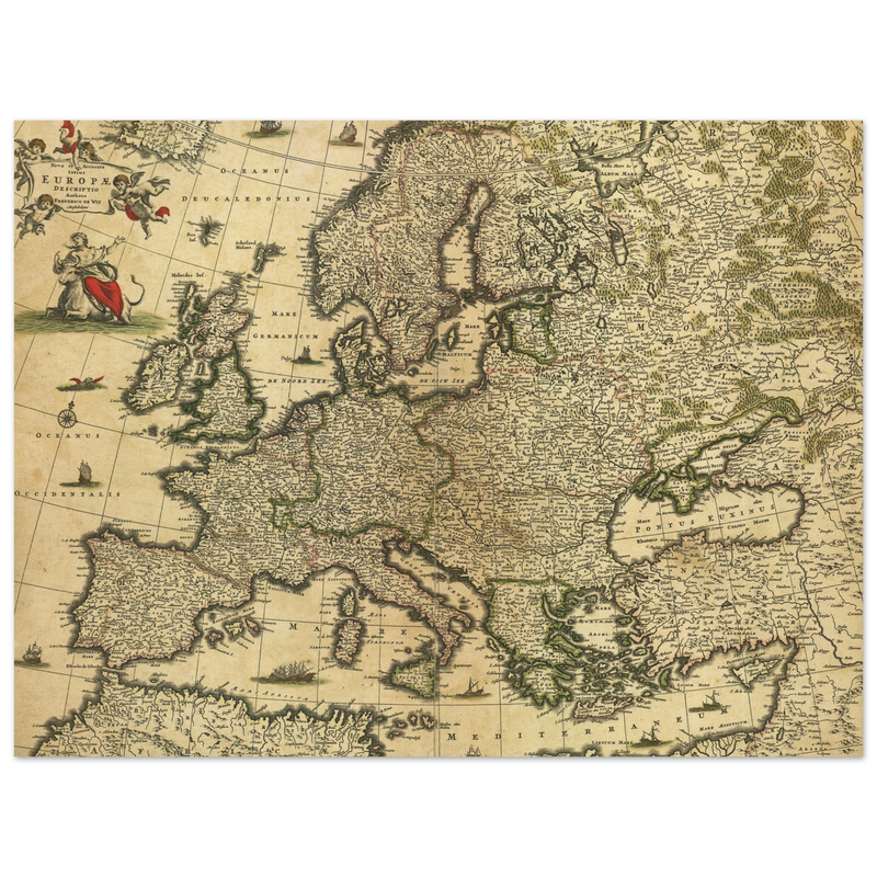Ancient map of Europe. Nova et Accurata Totius Europae Descriptio by Frederik de Wit