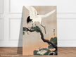 Japanese crane on pine branch by Ohara Koson