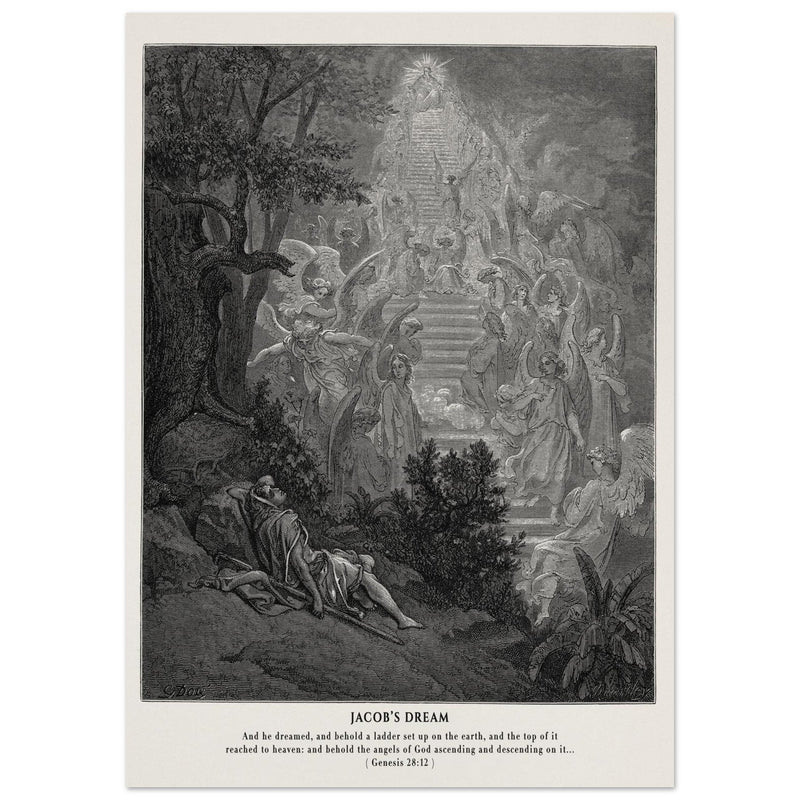 Gustave Dore The Bible engraving print . Jacob's dream.
