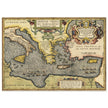 Ancient map of Europe and Asia tracing the sea route to Troy across the Mediterranean sea by Abraham Ortelius